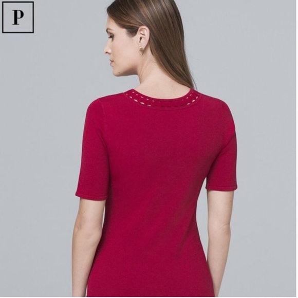 WHBM Cranberry Red Cutout-Detail Knit Top, XXSP - Picture 2 of 10